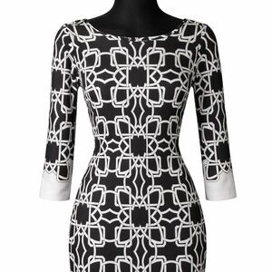 Fitted Geometric Professional Dress